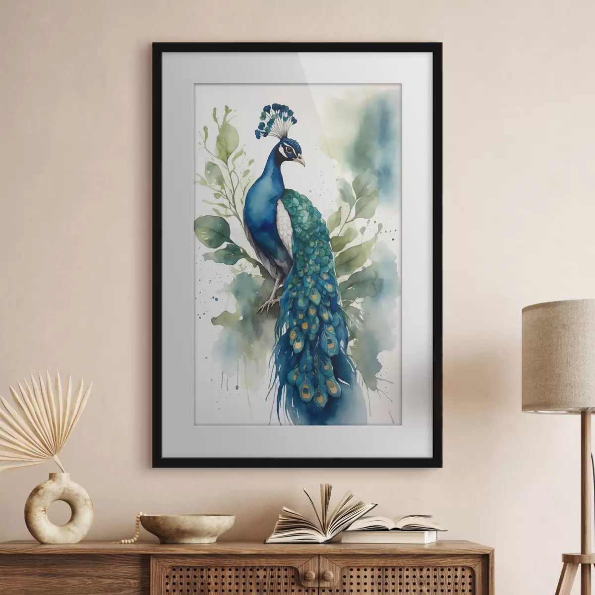 Poster Pfau in Aquarell f38189
