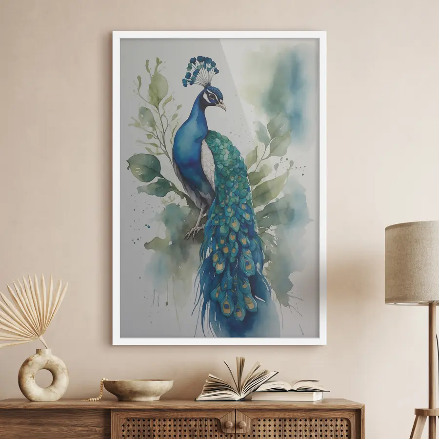 Fototapete Pfau in Aquarell f38189