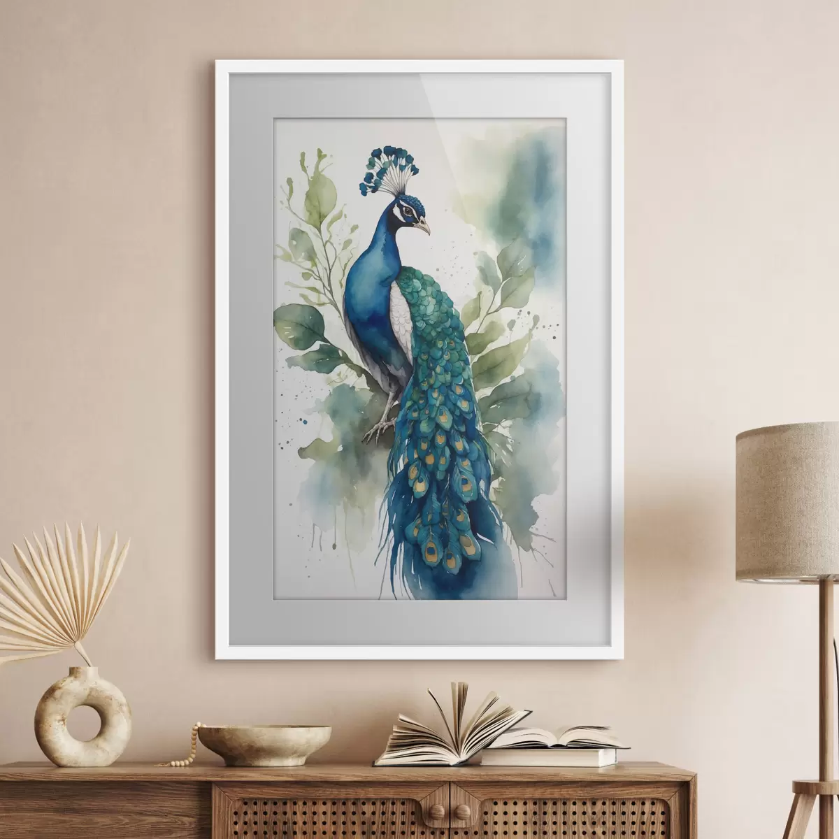 Poster Pfau in Aquarell f38189