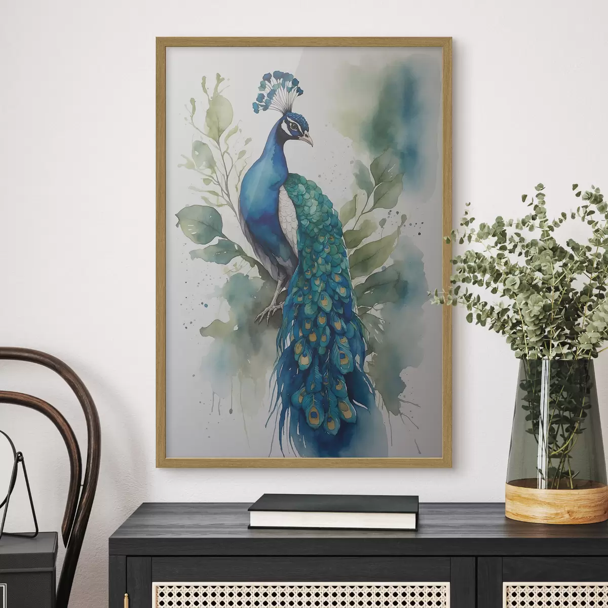 Poster Pfau in Aquarell f38189