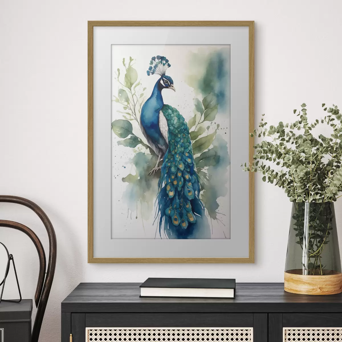 Poster Pfau in Aquarell f38189