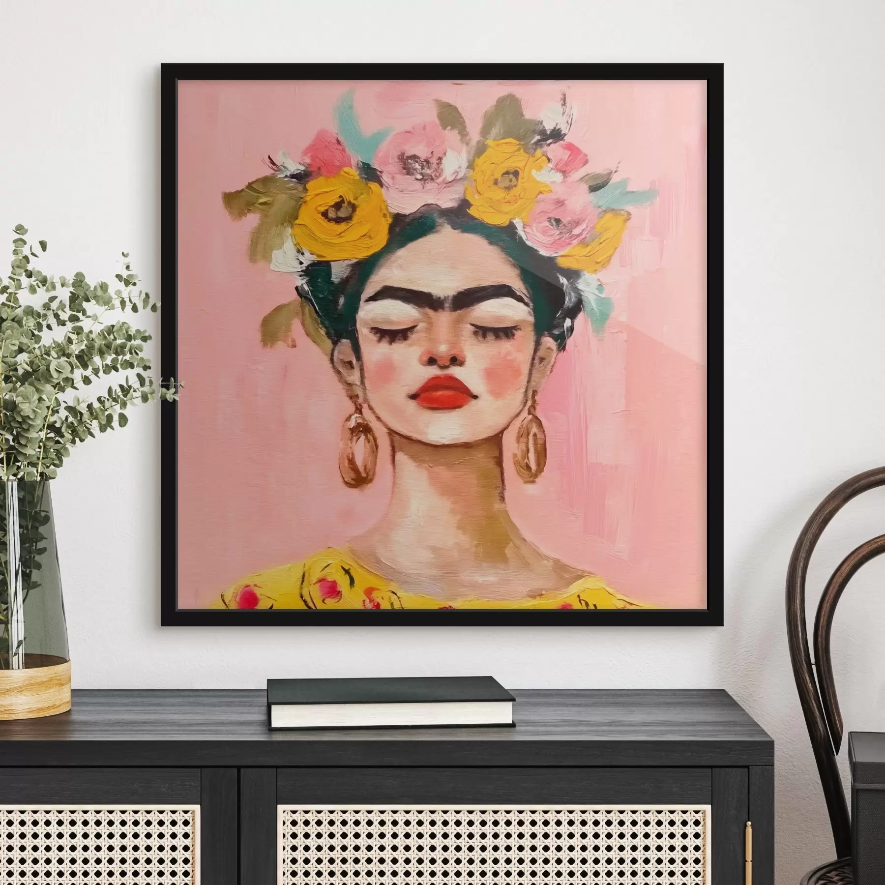 Fototapete Textur mit einem Frida-Kahlo-Druck f38292