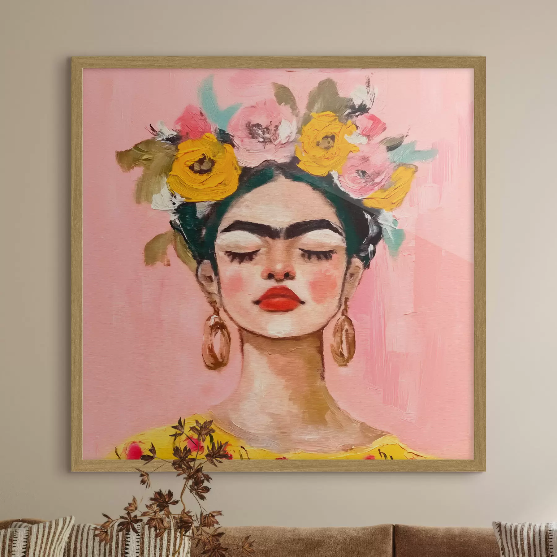 Fototapete Textur mit einem Frida-Kahlo-Druck f38292