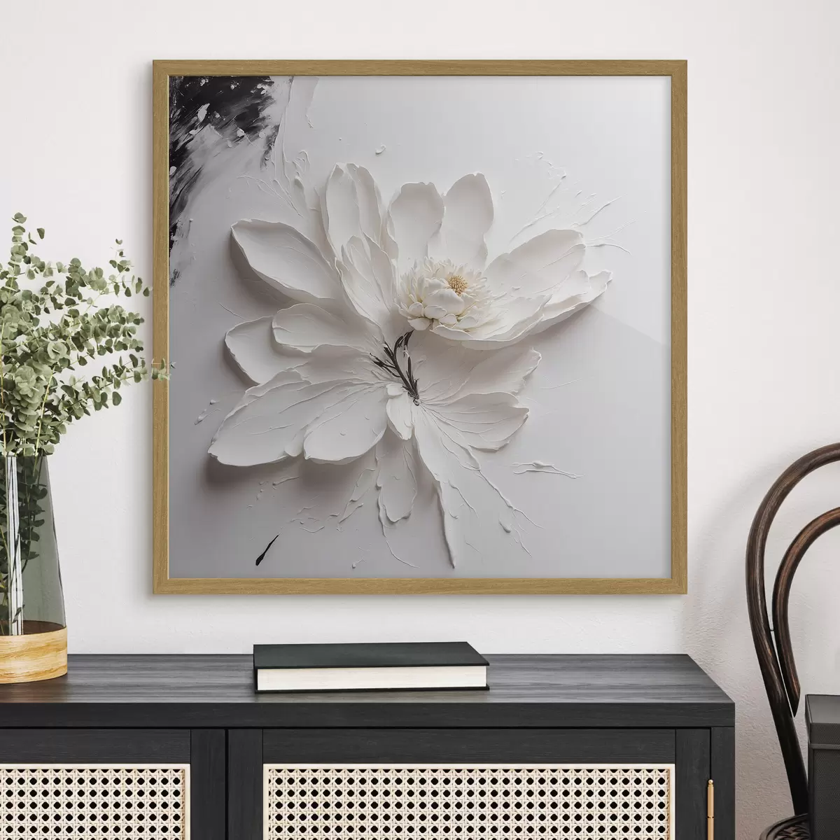 Poster Weiße Blume in Öl f38303