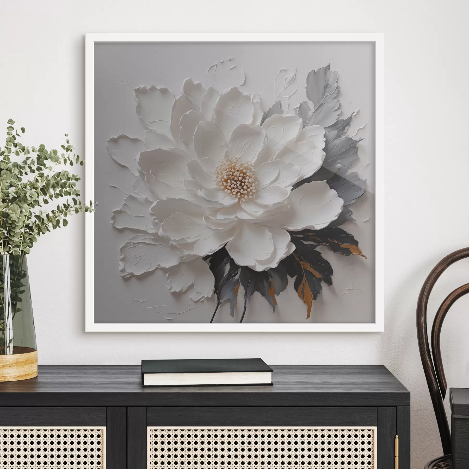 Fototapete Weiße Blume auf Ölhintergrund f38304