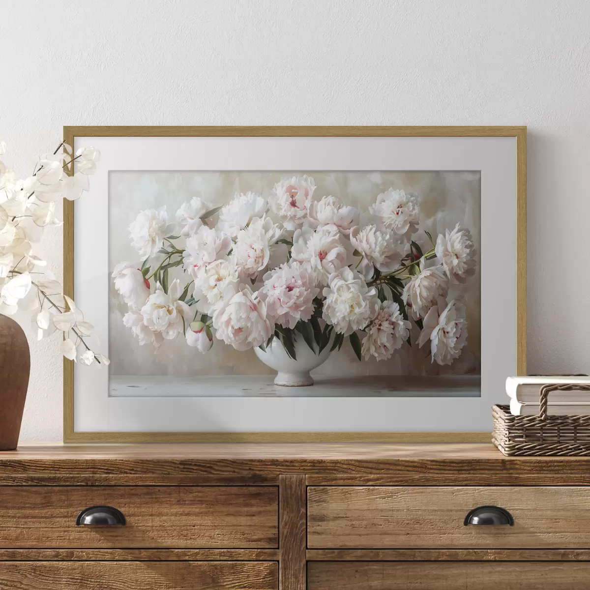 Poster Leichte Pfingstrosen in einer Vase f38461