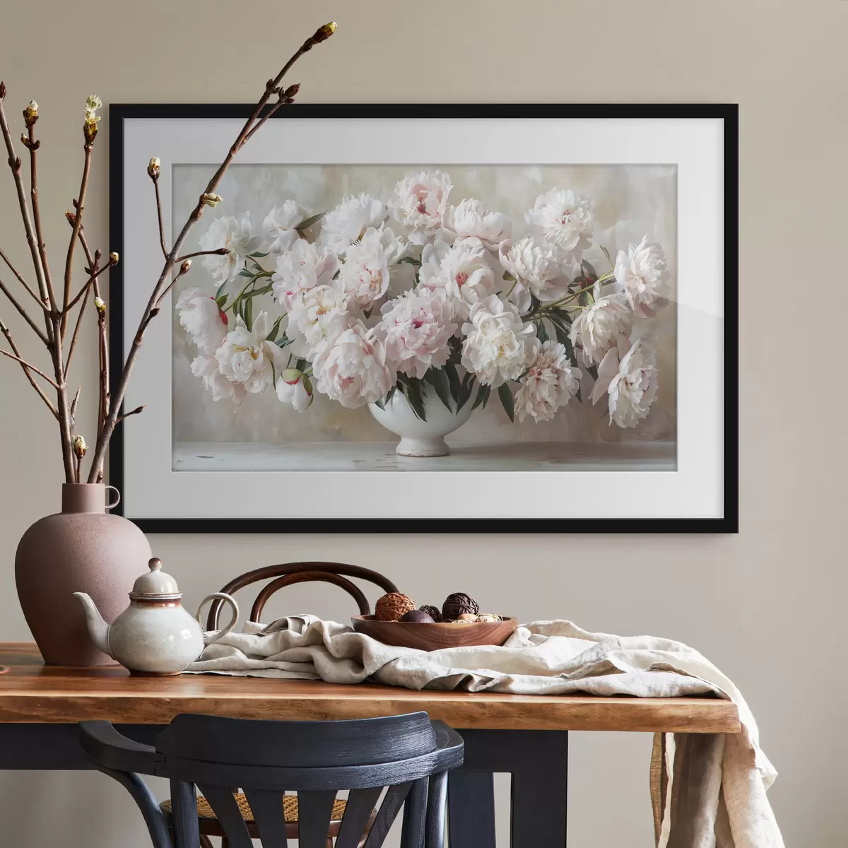 Poster Leichte Pfingstrosen in einer Vase f38461