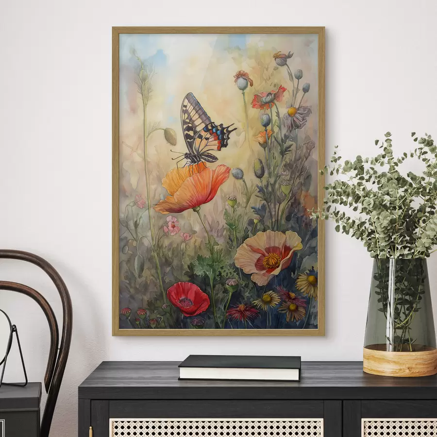 Fototapete Mohnfeld und Schmetterling f38520