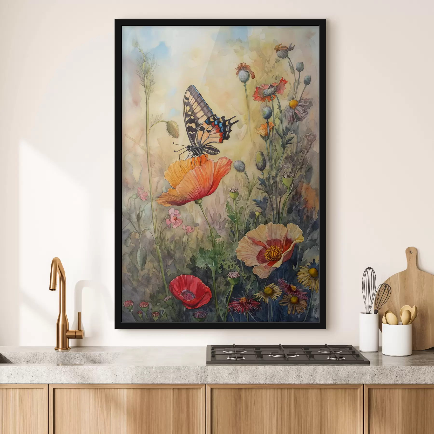 Fototapete Mohnfeld und Schmetterling f38520