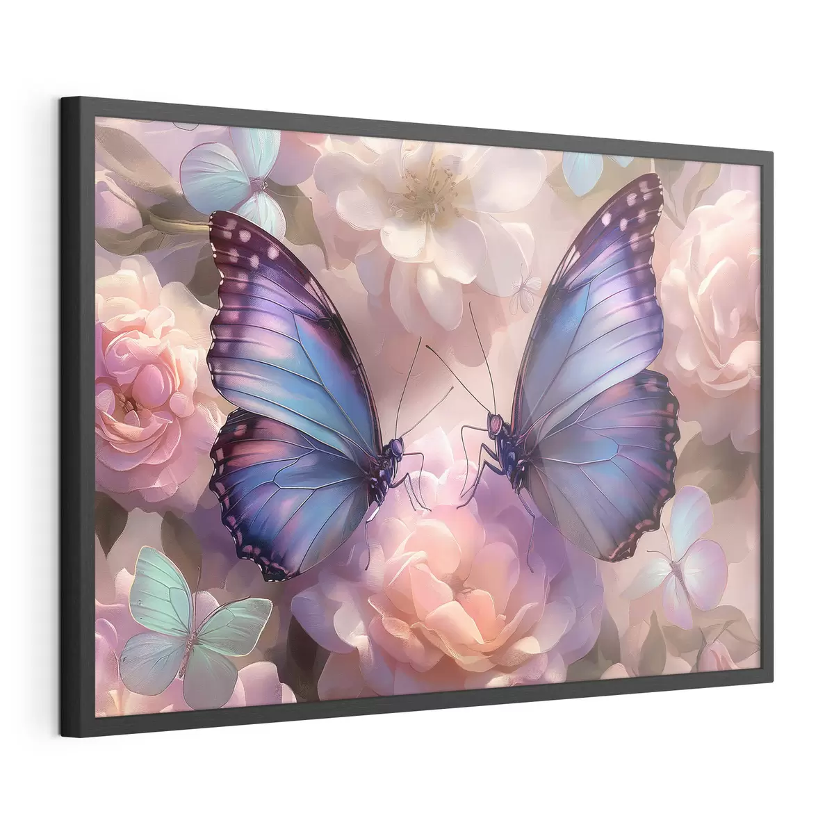 Poster Zwei Schmetterlinge in Blumen im Aquarellstil f38534