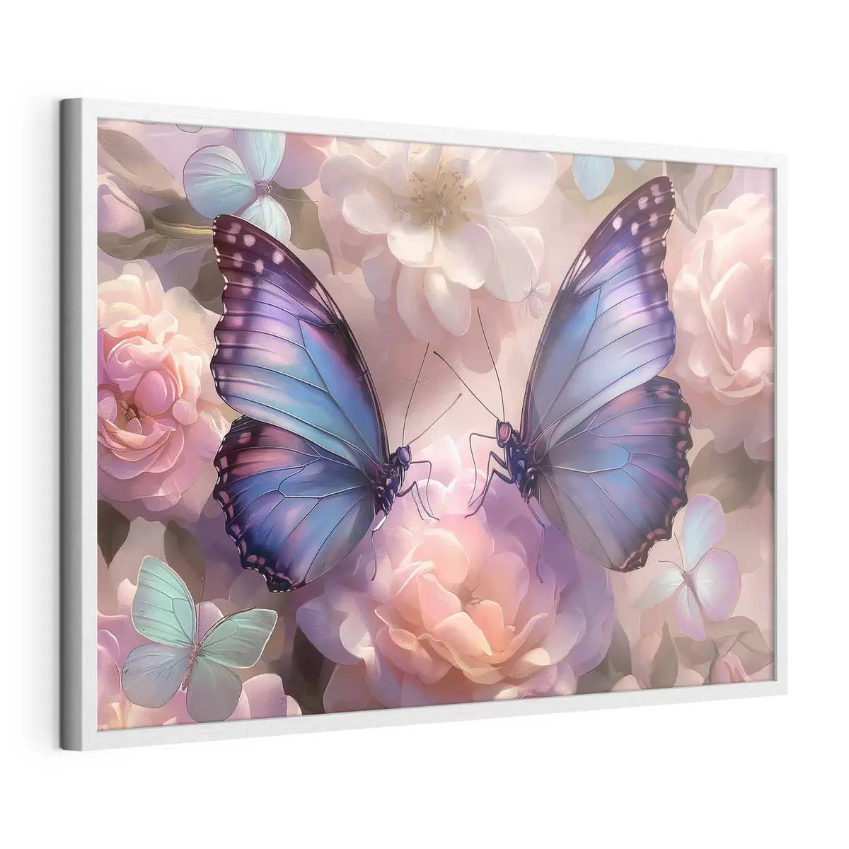 Poster Zwei Schmetterlinge in Blumen im Aquarellstil f38534