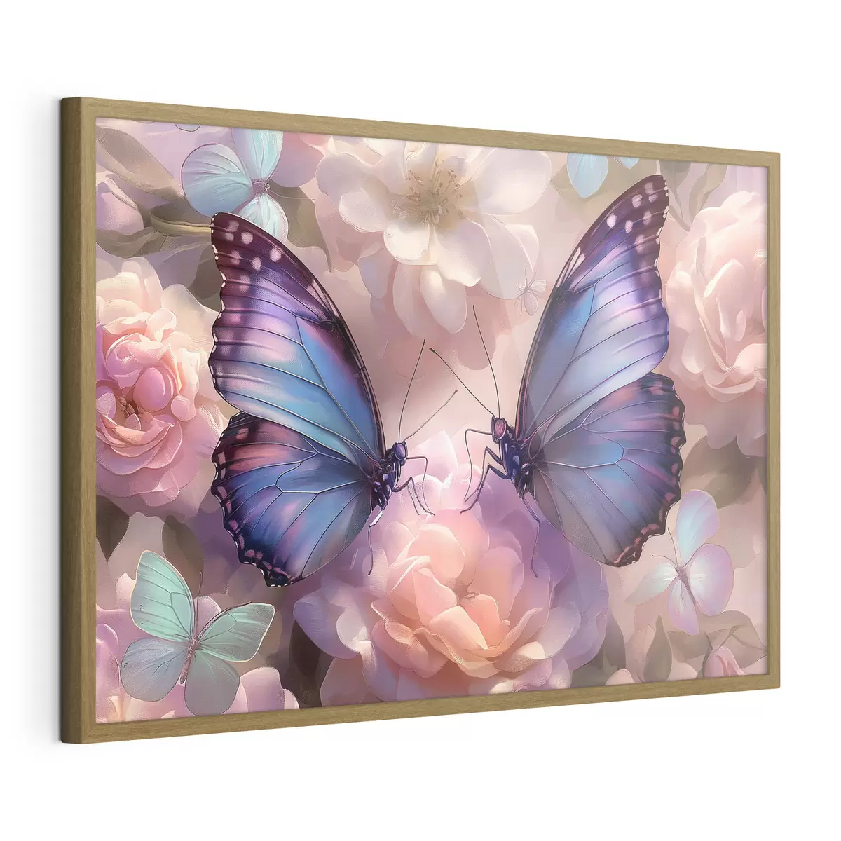 Poster Zwei Schmetterlinge in Blumen im Aquarellstil f38534