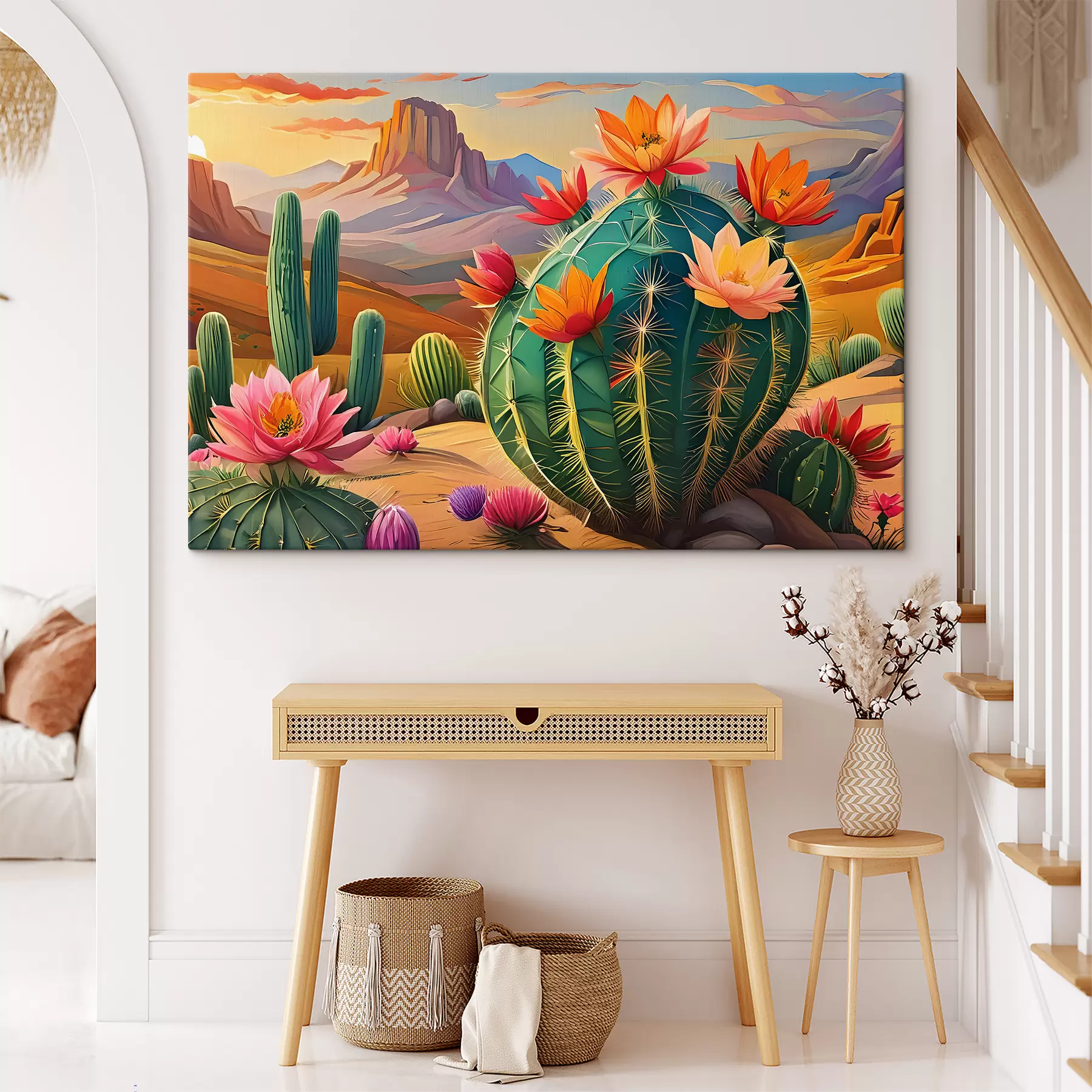 Fototapete große Kakteen mit Blüten s38607