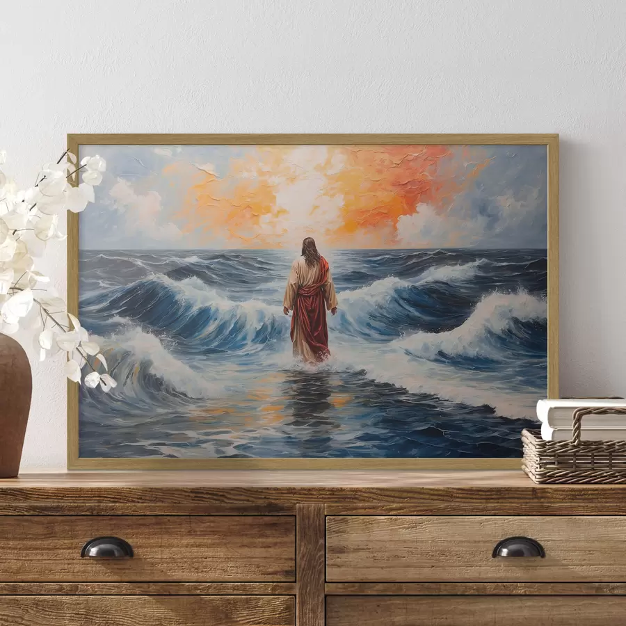 Fototapete Jesus Christus wandelt auf dem tosenden Meer f38613