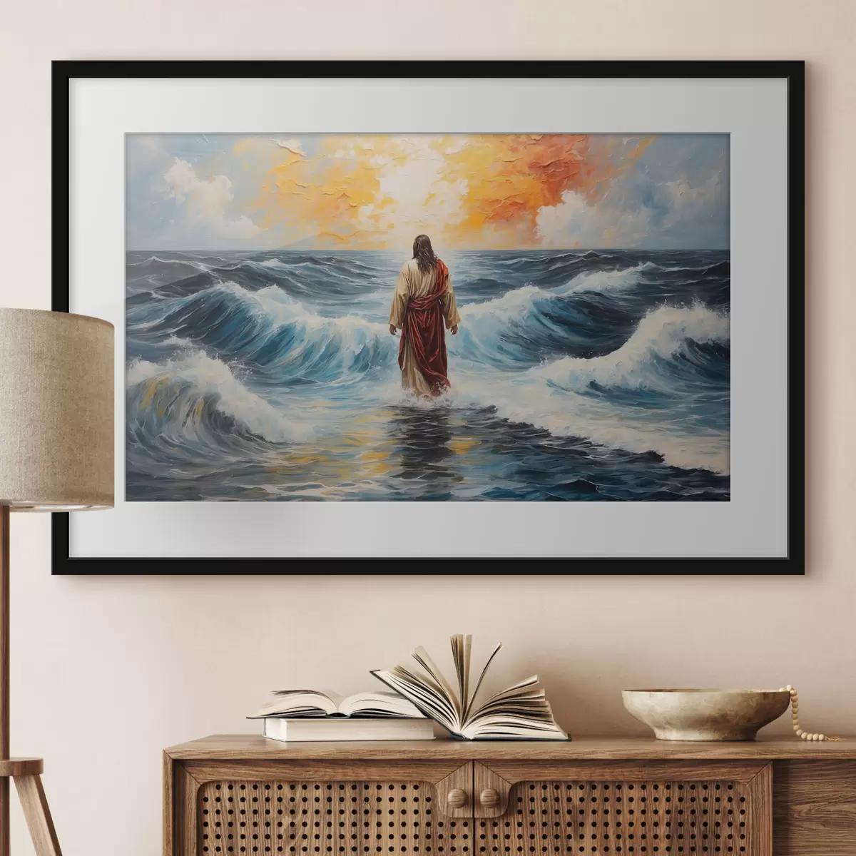 Poster Christus über den Wellen f38613