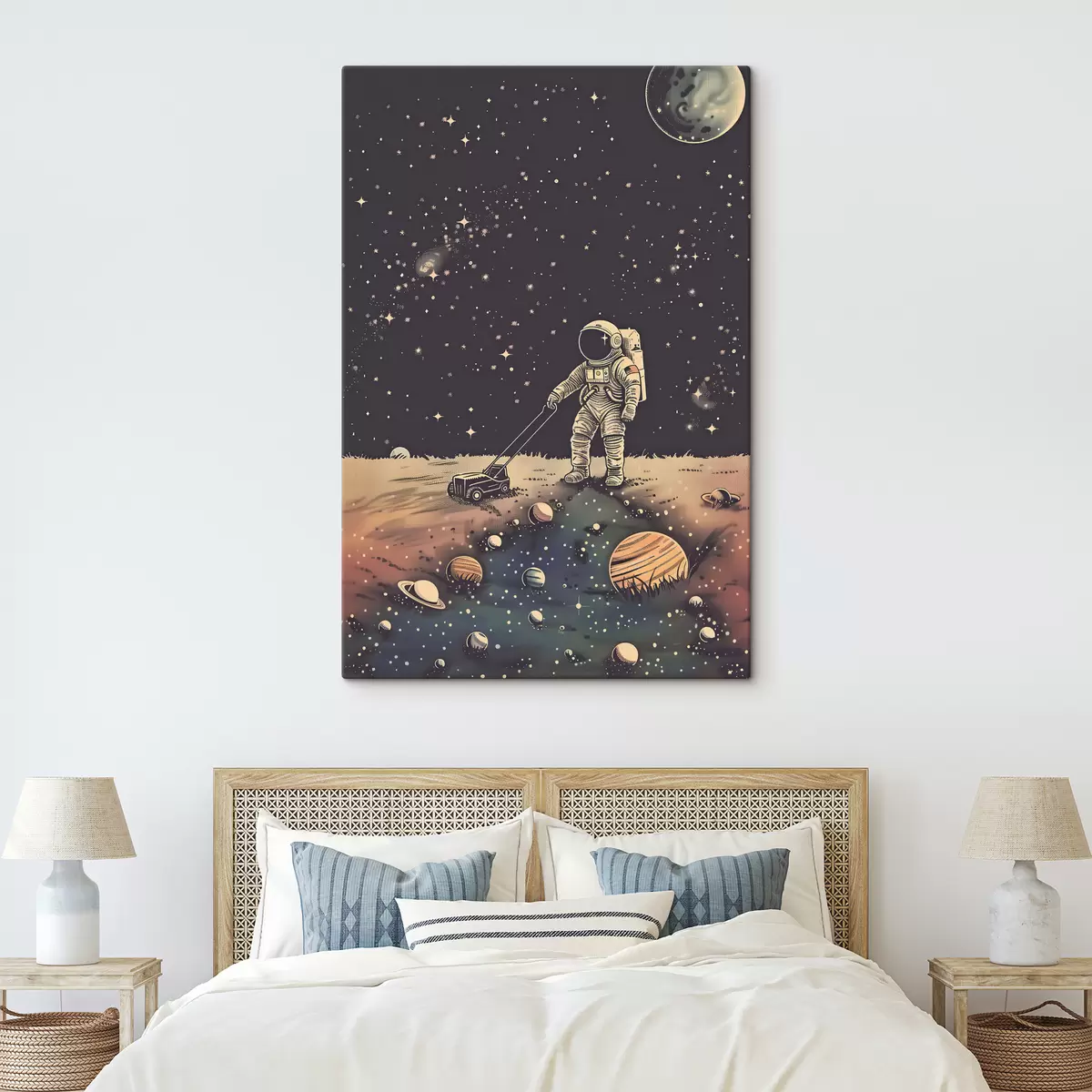 Fototapete Astronaut mit Rasenmäher im Weltraum s38637