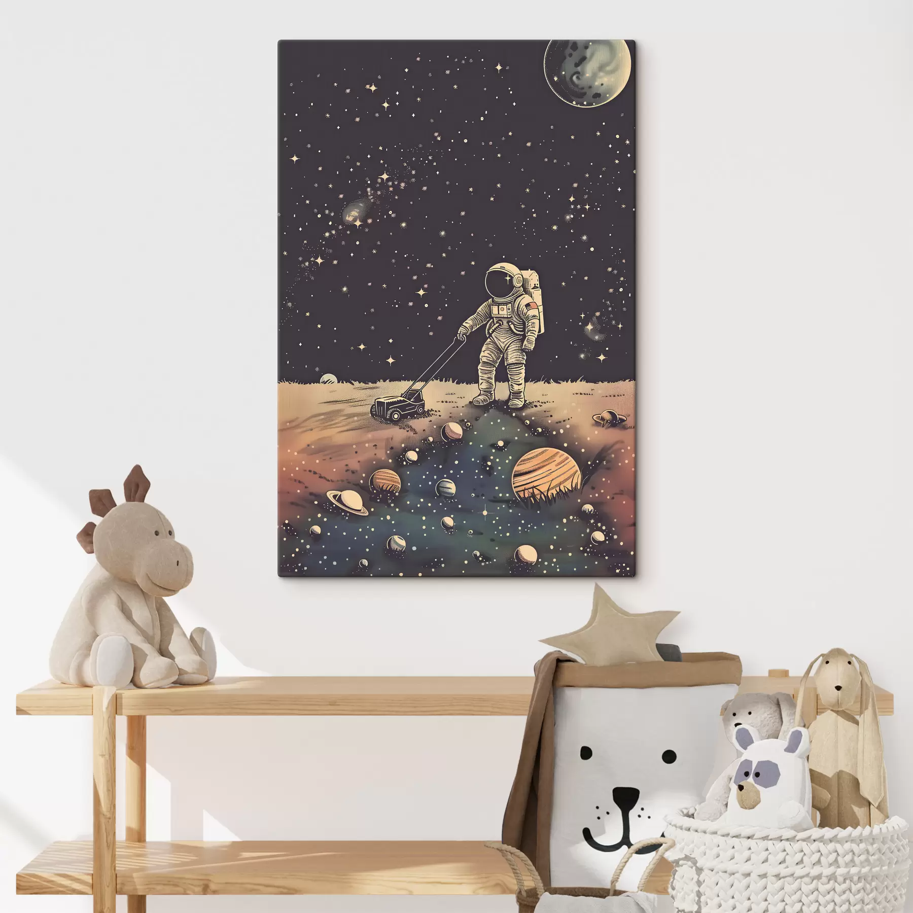 Fototapete Astronaut mit Rasenmäher im Weltraum s38637