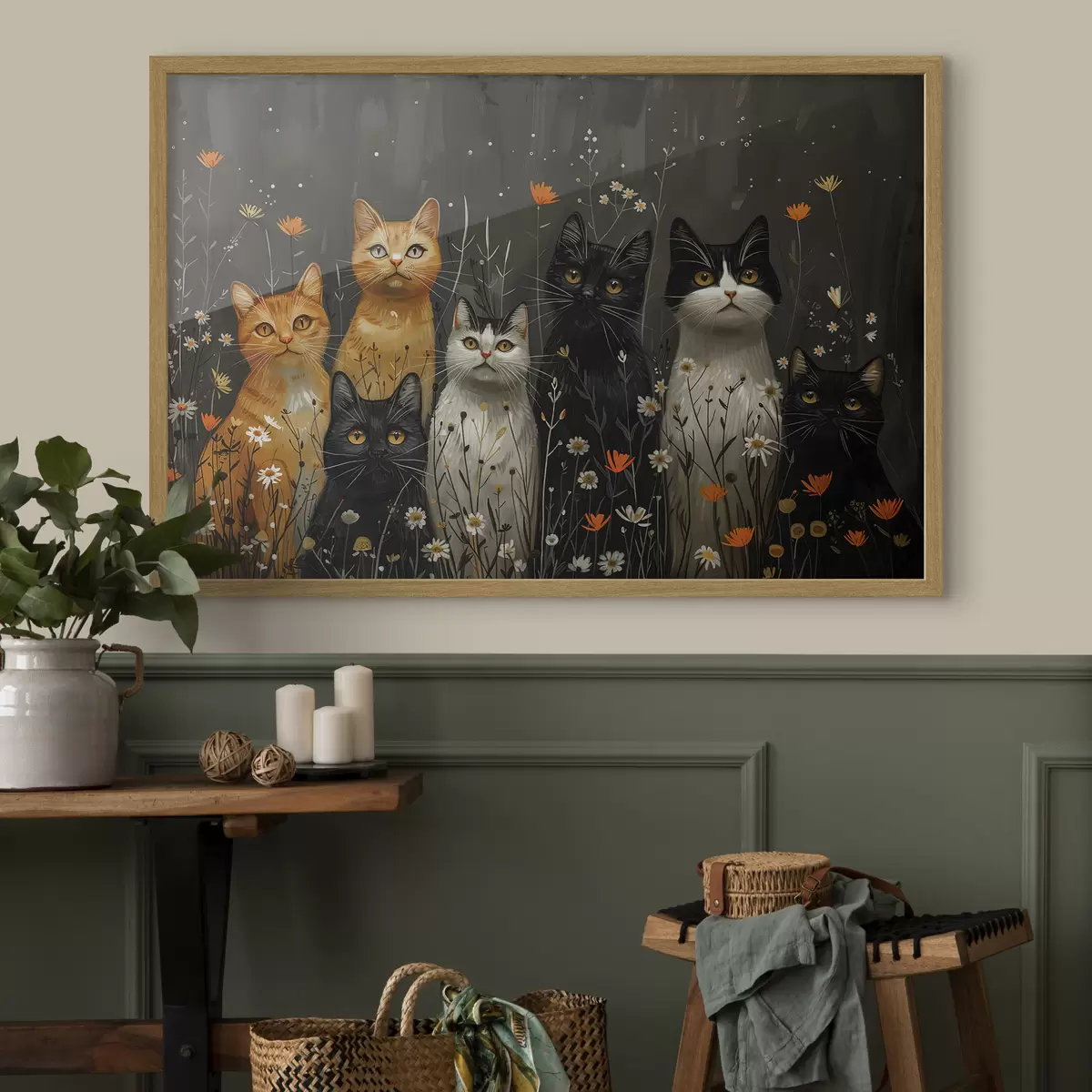 Poster Katzen in Blumen f38798
