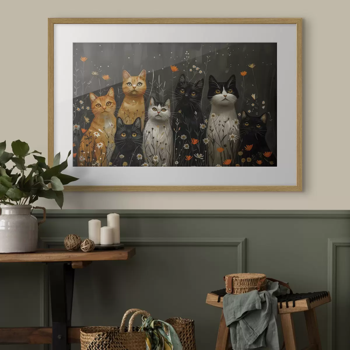 Poster Katzen in Blumen f38798