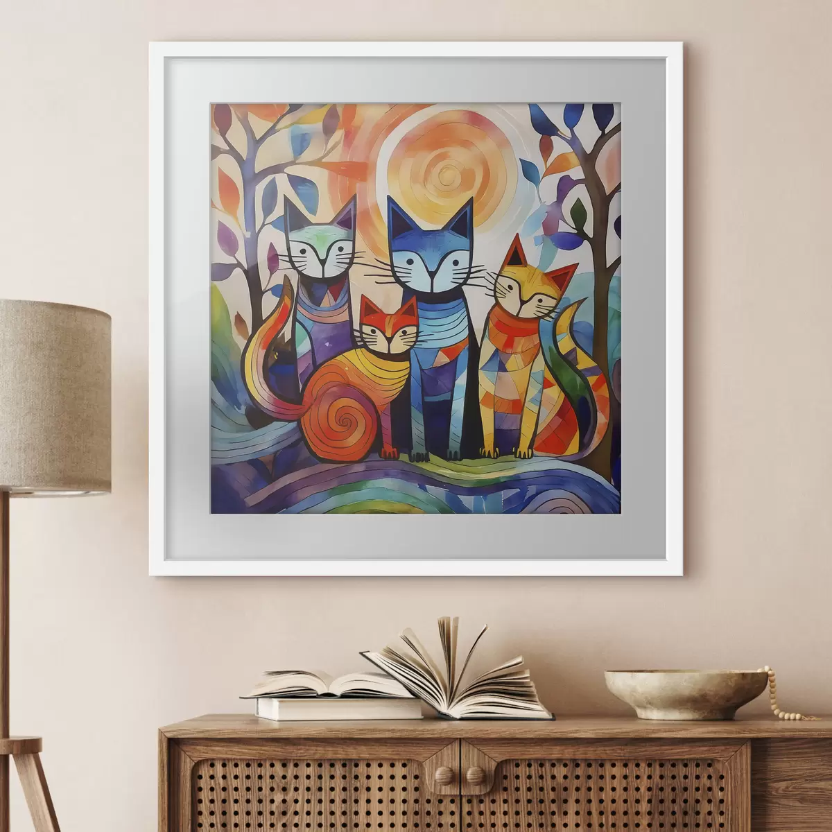 Poster Vier Katzen in Farbe f38815