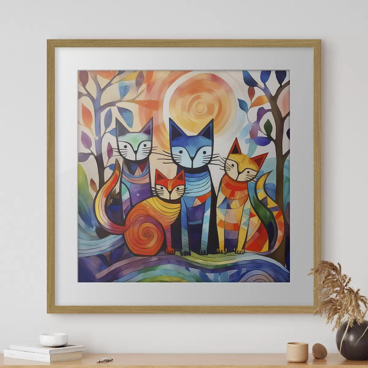 Poster Vier Katzen in Farbe f38815