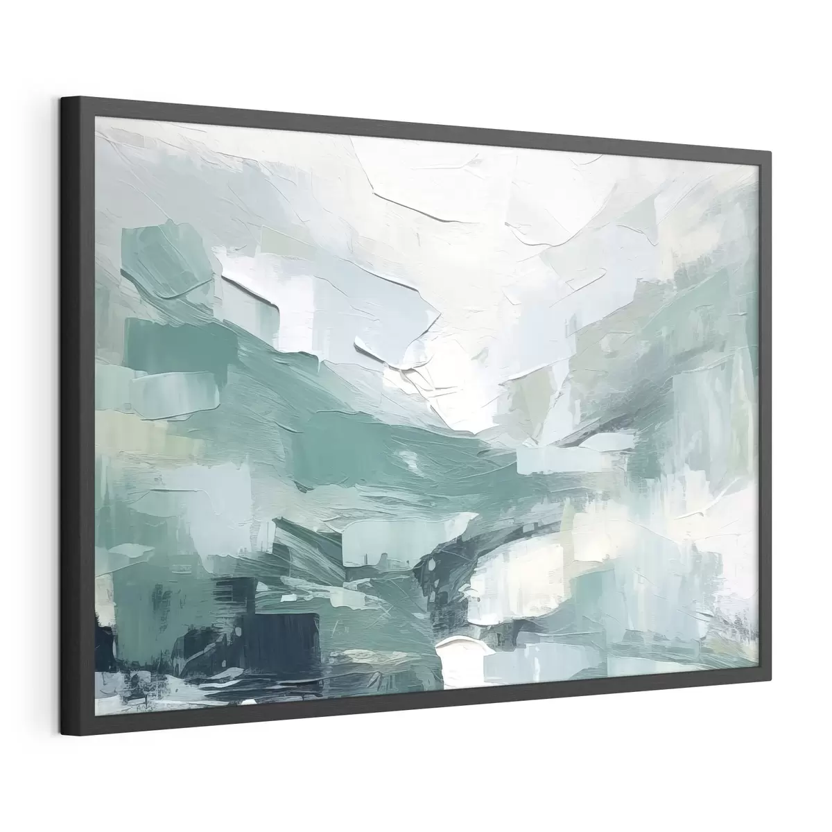 Poster Abstraktion aus großen blauen und weißen Strichen, Nachahmung der Ölmalerei, Minimalismus f38915