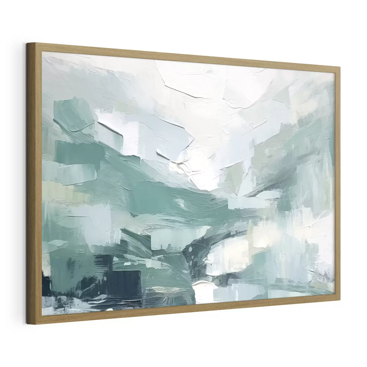 Poster Abstraktion aus großen blauen und weißen Strichen, Nachahmung der Ölmalerei, Minimalismus f38915
