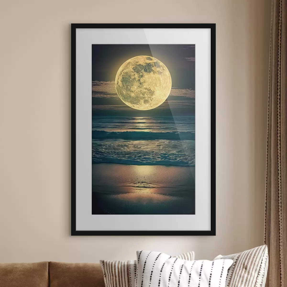 Poster Großer Mond über dem Ozean f38865
