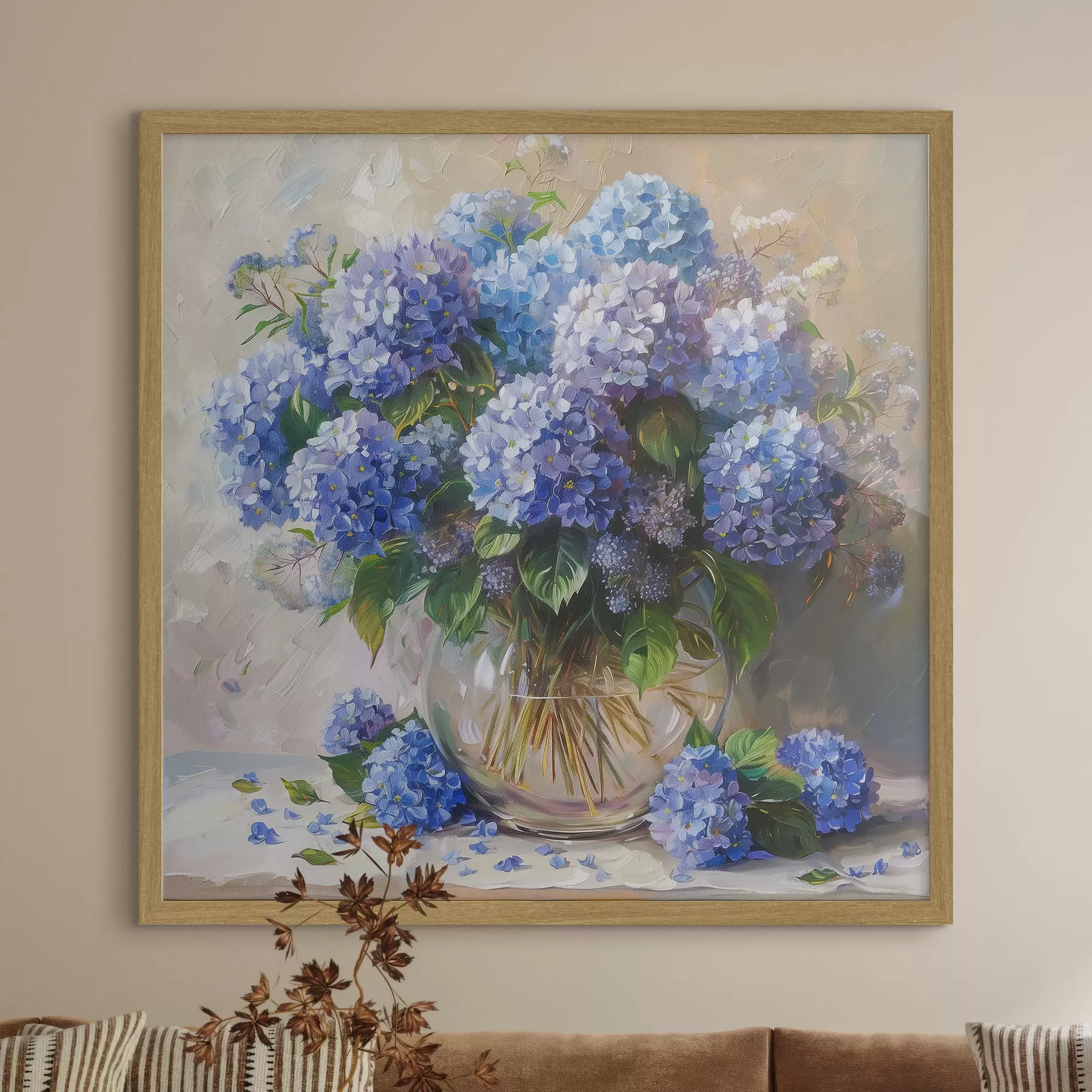 Fototapete Blaue Hortensien auf dem Tisch f38709
