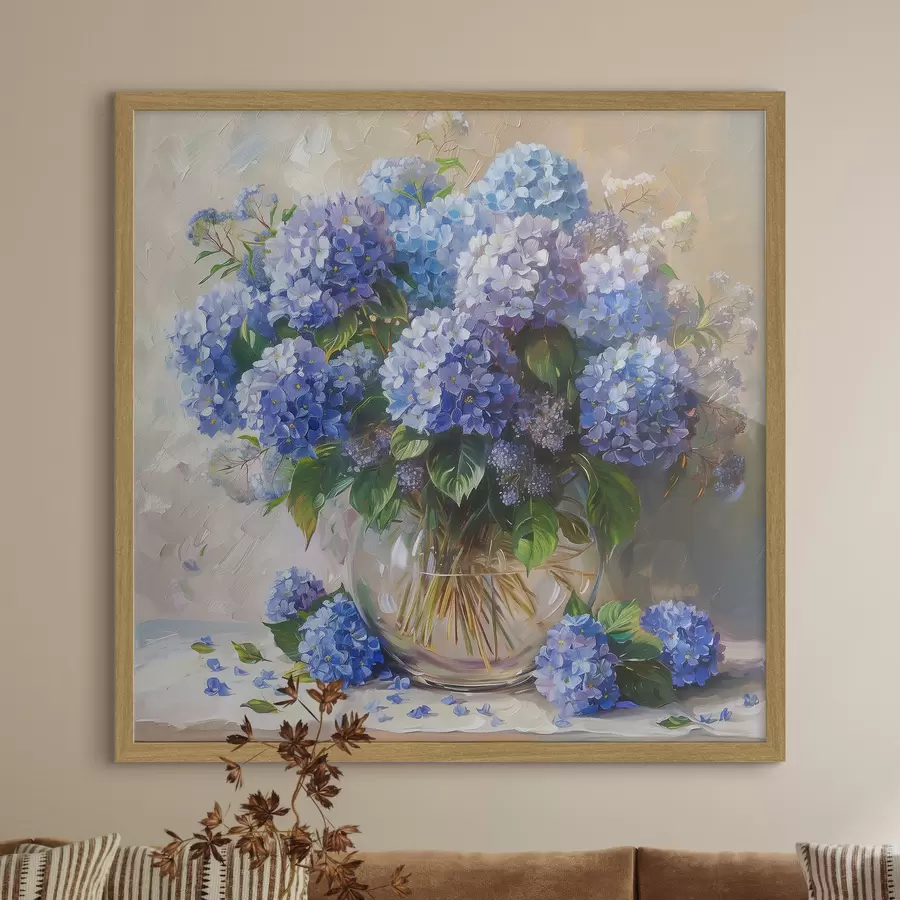Fototapete Blaue Hortensien auf dem Tisch f38709