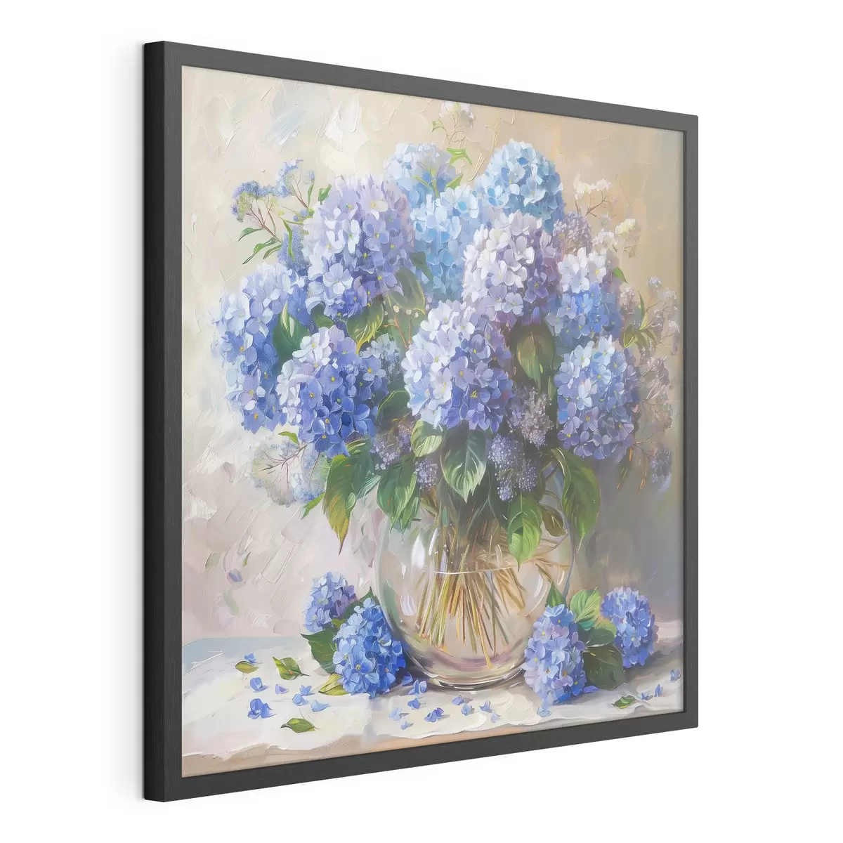 Poster Blaue Hortensien auf dem Tisch f38709