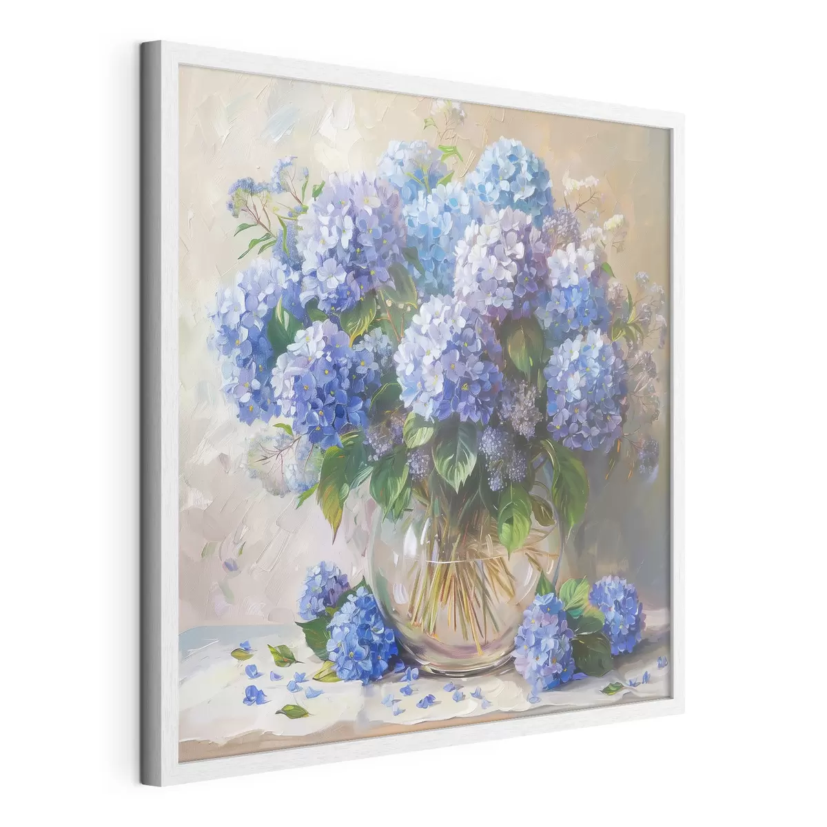Poster Blaue Hortensien auf dem Tisch f38709