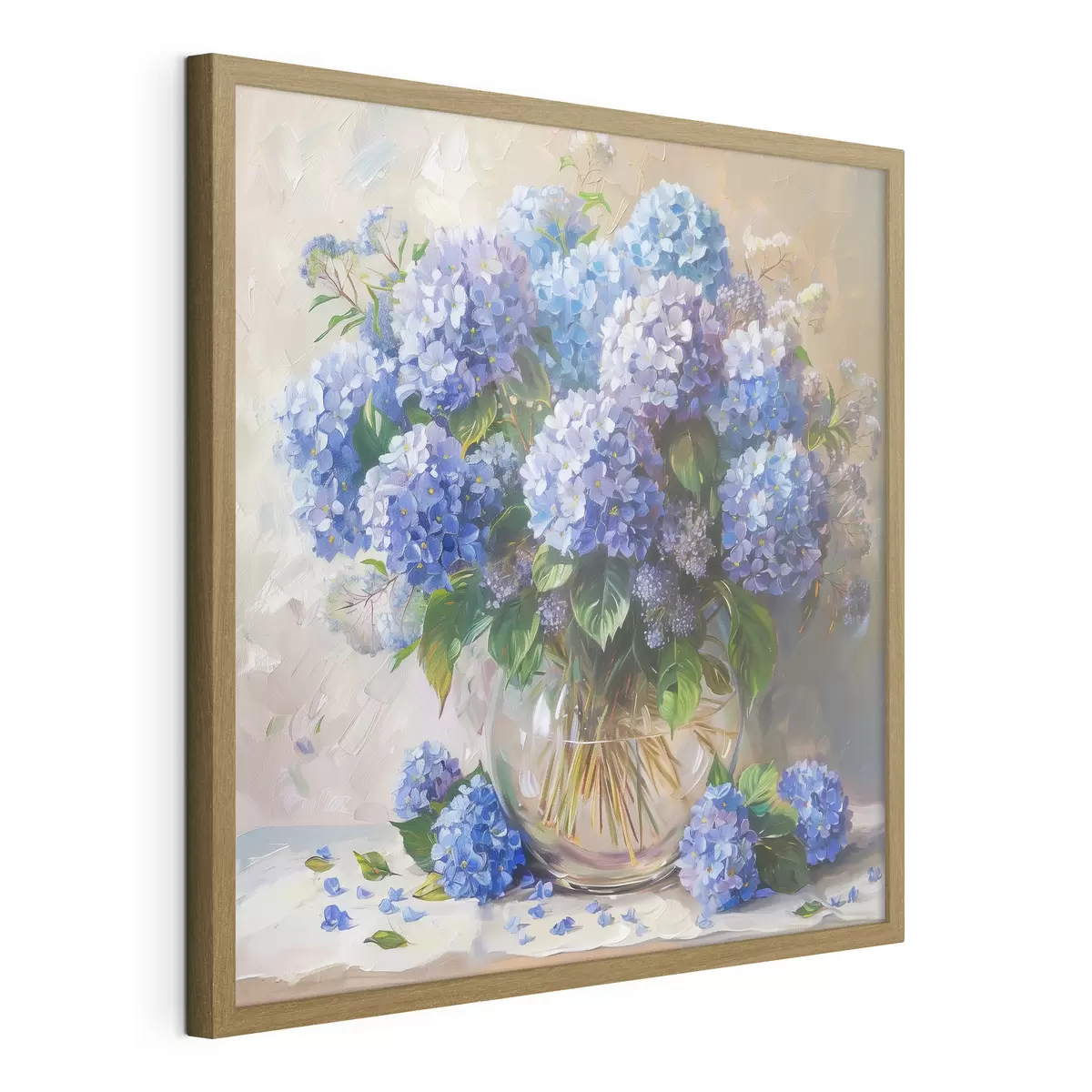 Poster Blaue Hortensien auf dem Tisch f38709