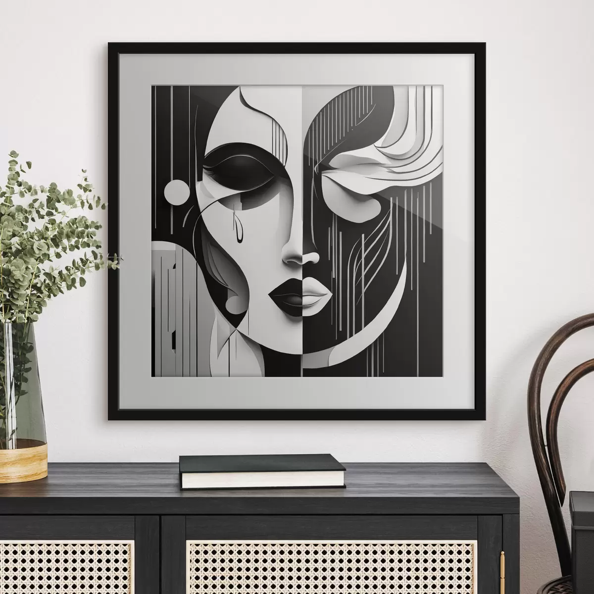 Poster Schwarz-weiße Maske f38850