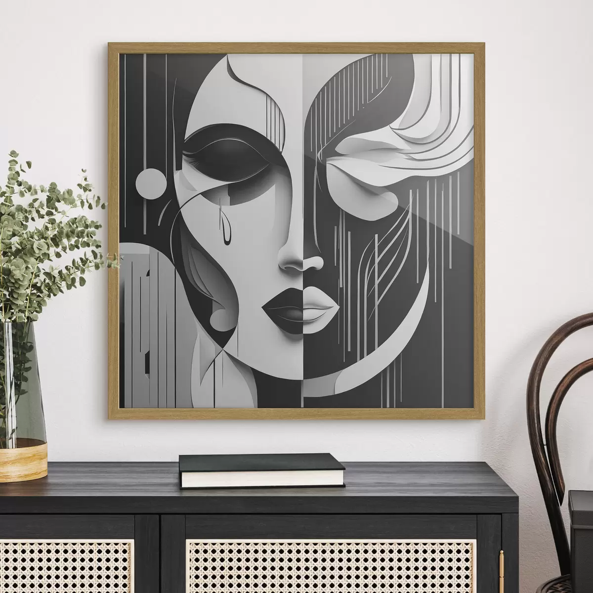 Poster Schwarz-weiße Maske f38850