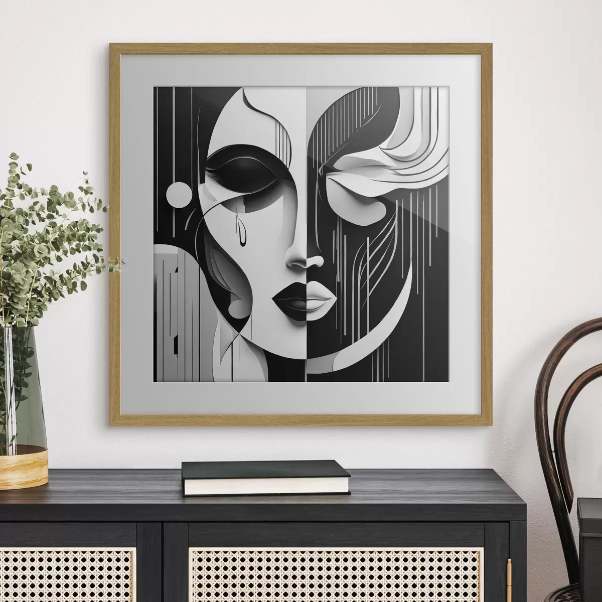 Poster Schwarz-weiße Maske f38850