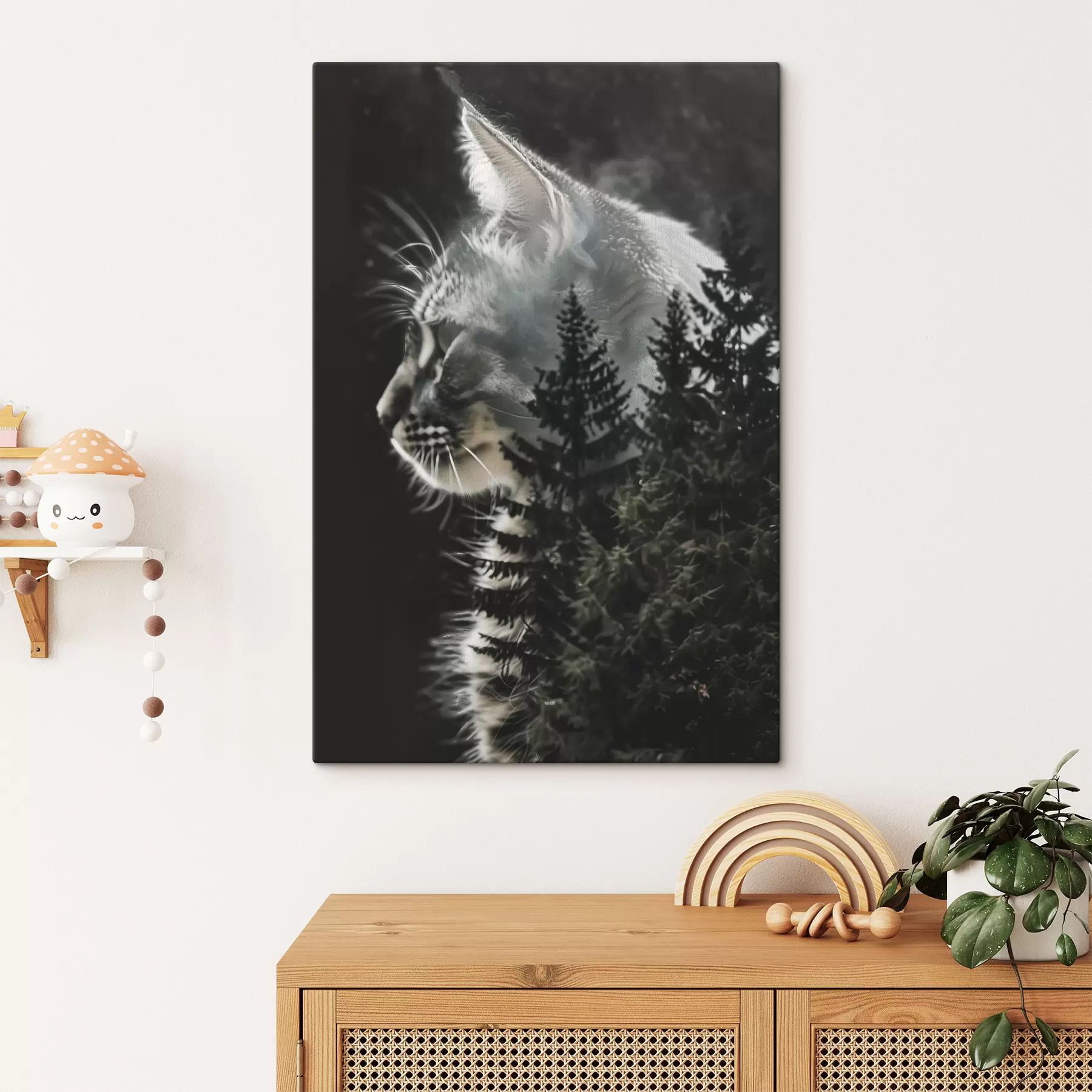 Fototapete Katze mit Weihnachtsbäumen s39028