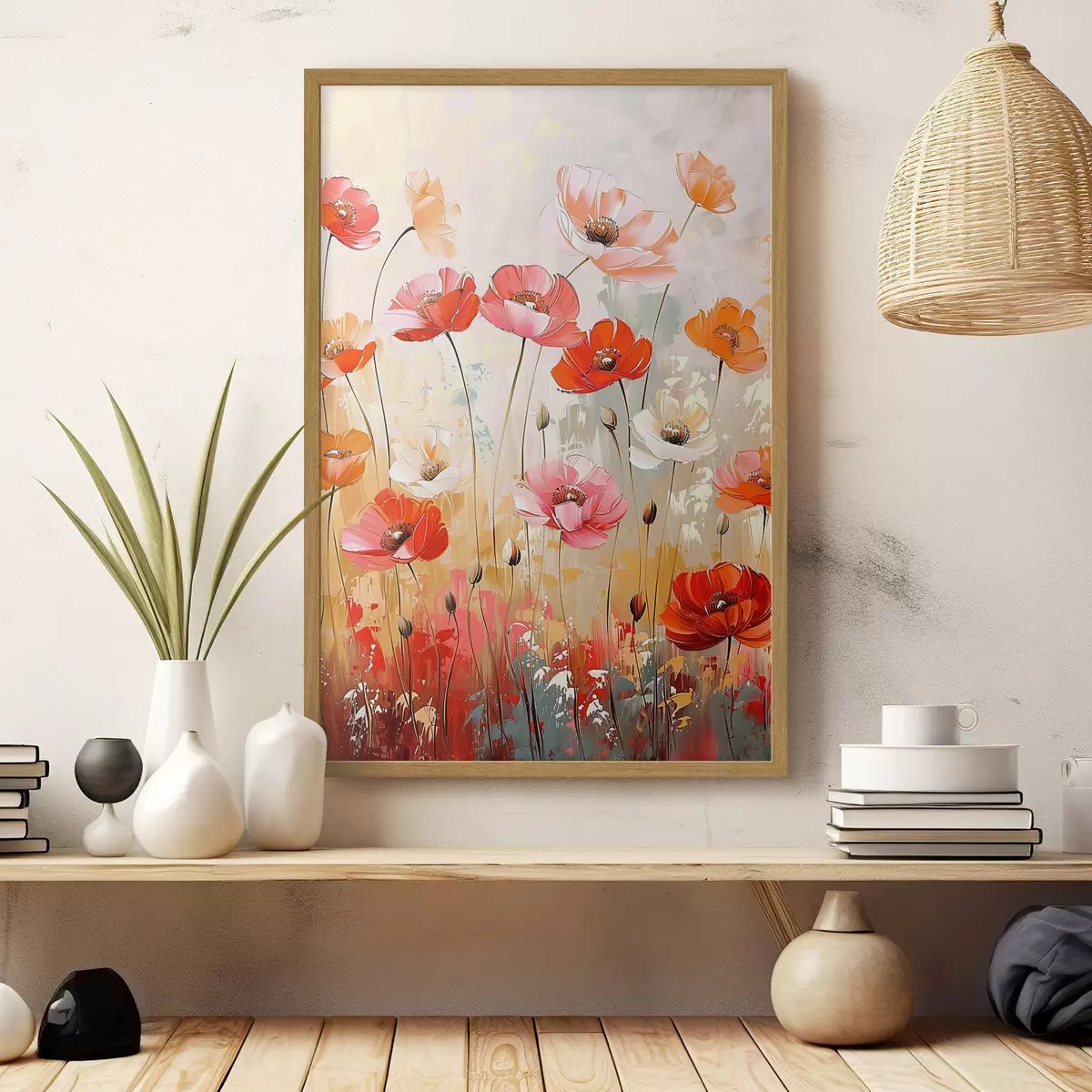 Poster Mohnblumen auf dem Feld f39048