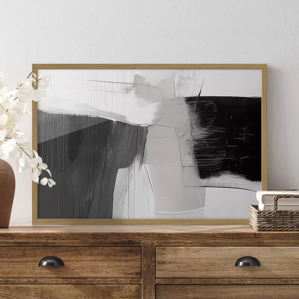 Poster Graue und beige Abstraktion f39015