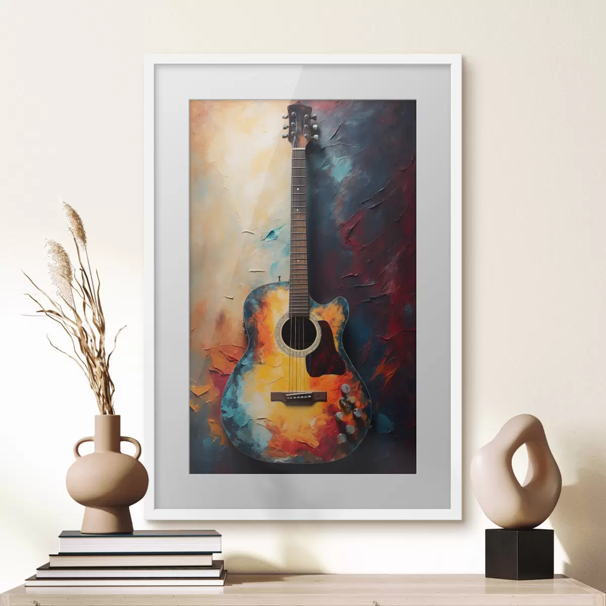 Poster Gitarre in kräftigen Farben f39002