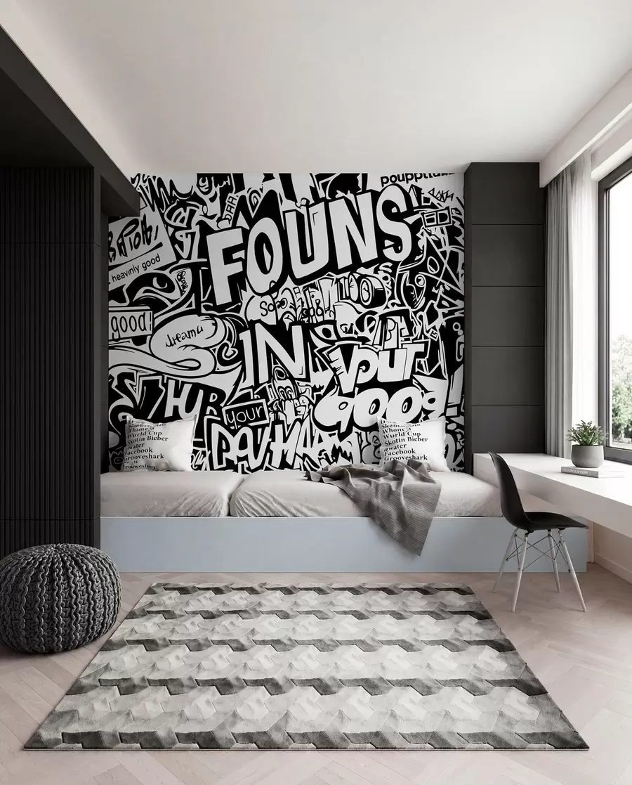Fototapete Schwarz-weißes Graffiti w01190