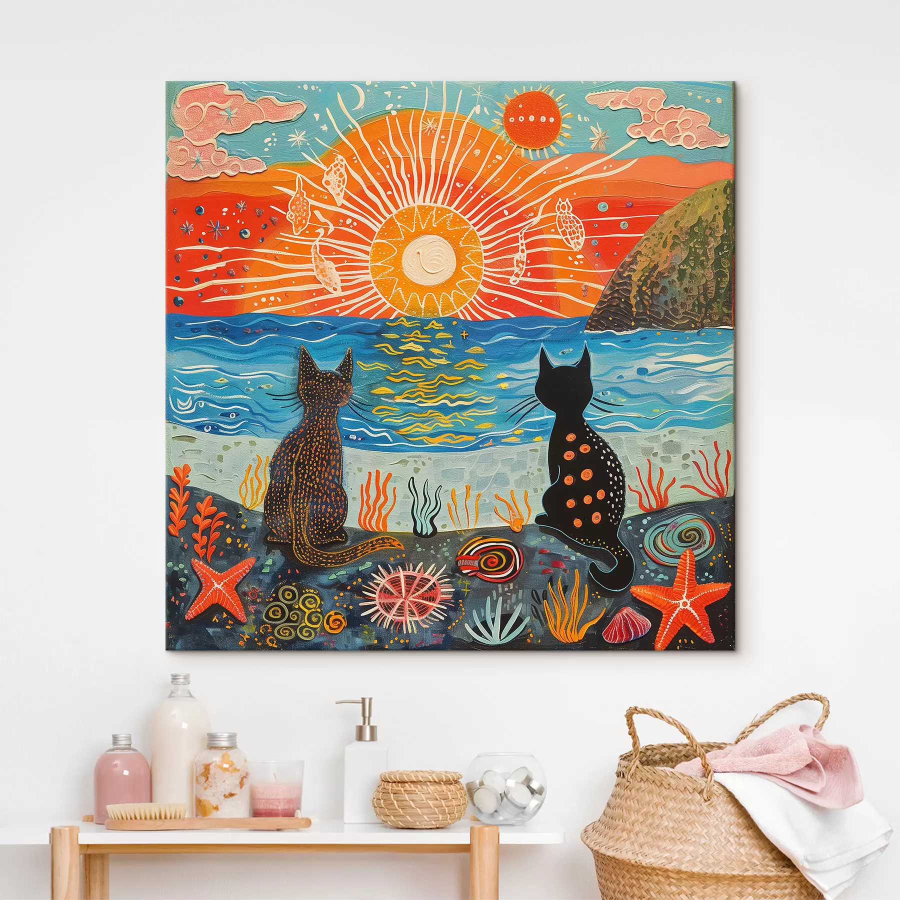 Fototapete Zwei süße Katzen bei Sonnenuntergang s39080 Fototapete Zwei süße Katzen bei Sonnenuntergang s39080