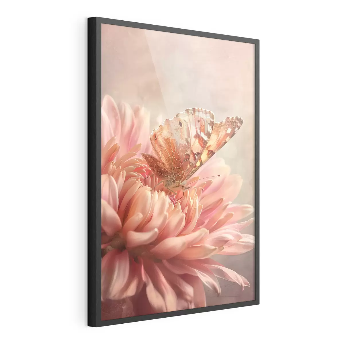 Poster Schmetterling auf einer großen Blütenknospe f39071