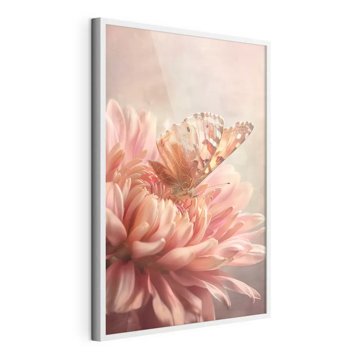 Poster Schmetterling auf einer großen Blütenknospe f39071