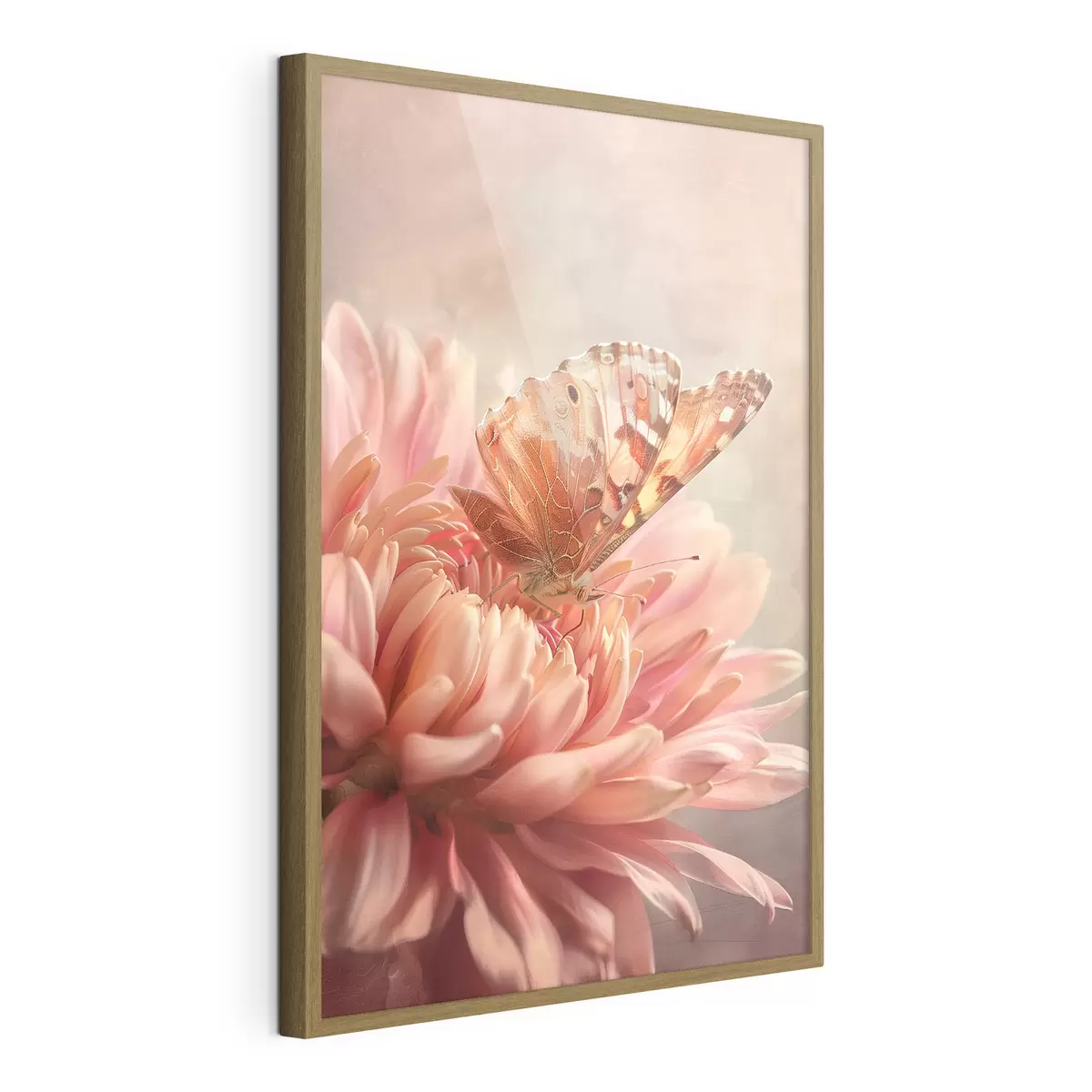 Poster Schmetterling auf einer großen Blütenknospe f39071