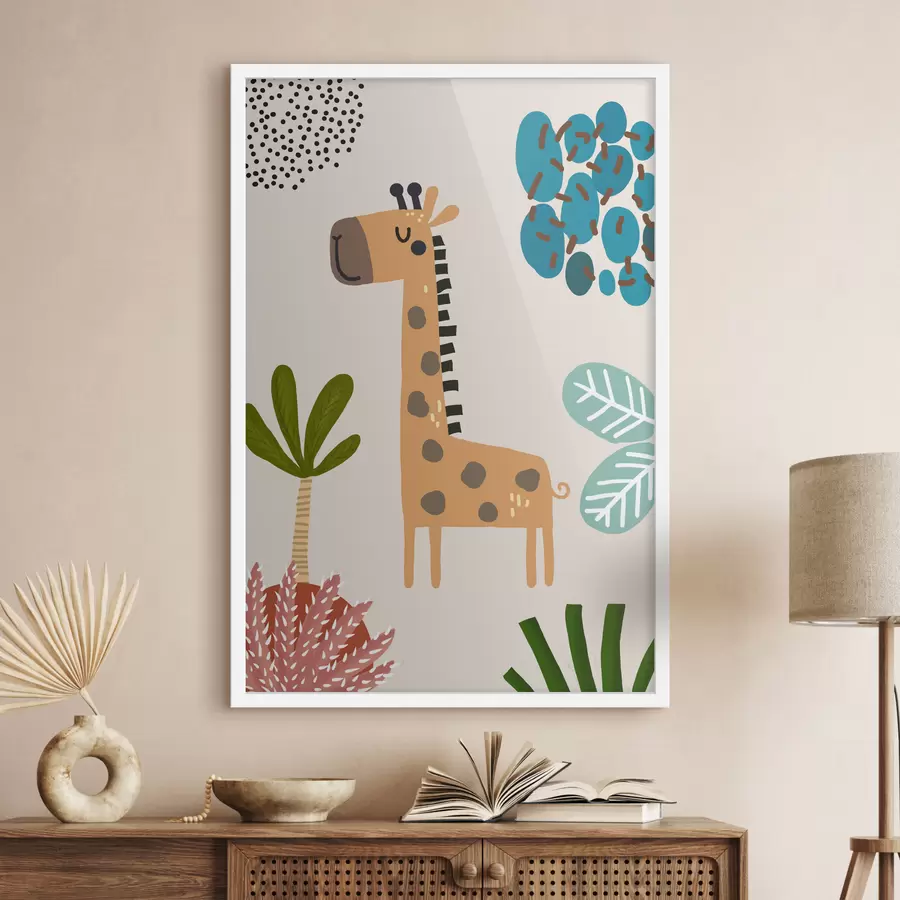 Fototapete Giraffe im Dschungel im Safari-Stil, Boho f39096