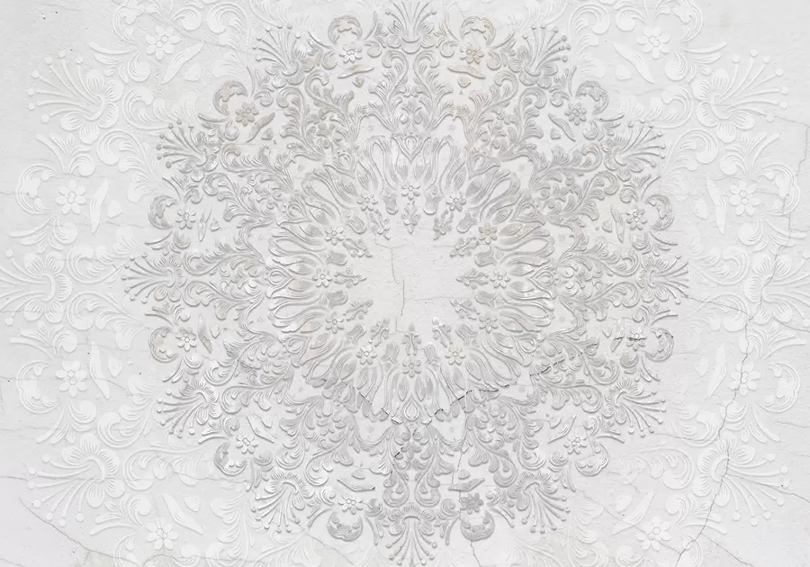 Fototapete Ein hochdetaillierter Mandala-Druck, der ein wunderschönes und zartes Spitzendesign erzeugt w01249