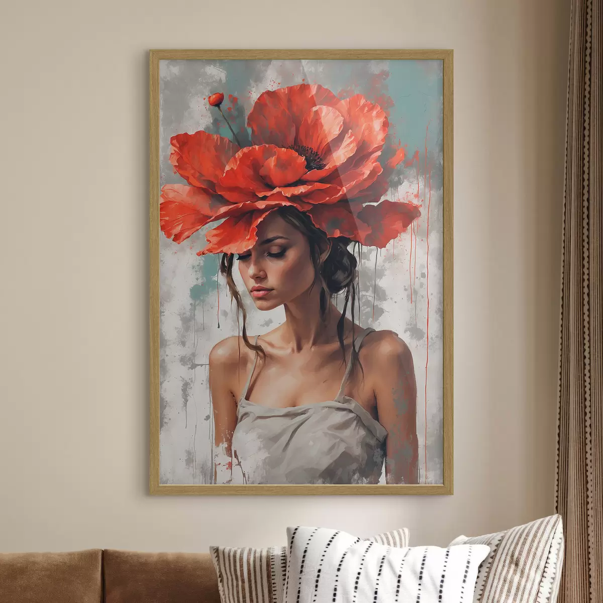 Poster Kopfschmuck aus Mohn f39171