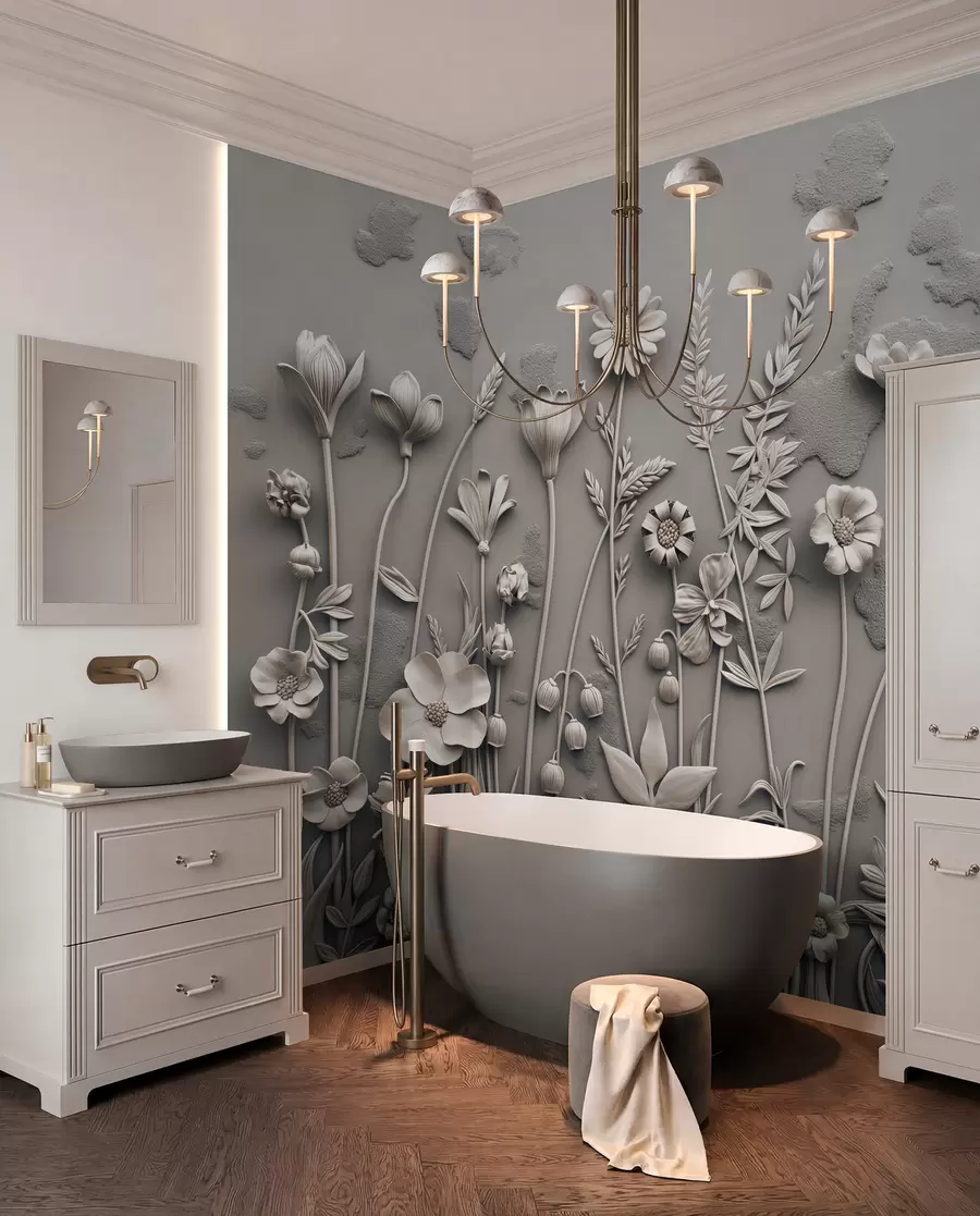 Fototapete Wiesenrelief in Taupe w07869v1