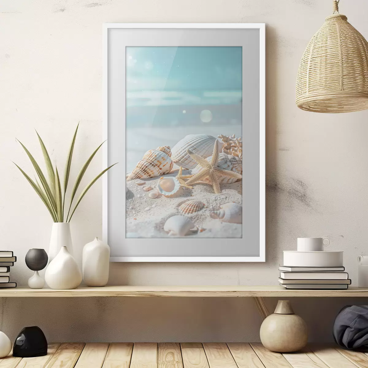 Poster Muscheln auf dem Sand f39221